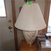 VINTAGE GLASS LAMP W/ GOLD ACCENTS 26"