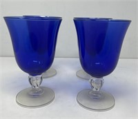 Cobalt Blue Twisted Stem Water Goblets