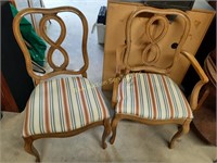 Striped upholstered chairs pair- 22"x17 and