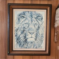 Fritz R Hug Lion Print on Canvas