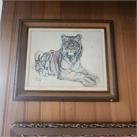 Fritz R Hug Tiger Print on Canvas