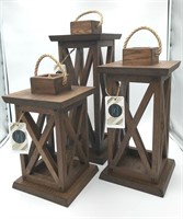 Set of Three Wooden Lanterns