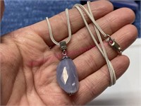 New Sterling silver blue lace agate 22in necklace