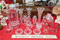 (15) Pieces of Various Clear Glass - Candlesticks,