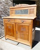 Antique Marble Top Buffet with Mirror