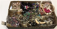 Large box tray lot of vintage and costume jewelry