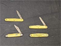 4 Vintage Pocket Knives w Advertising knife