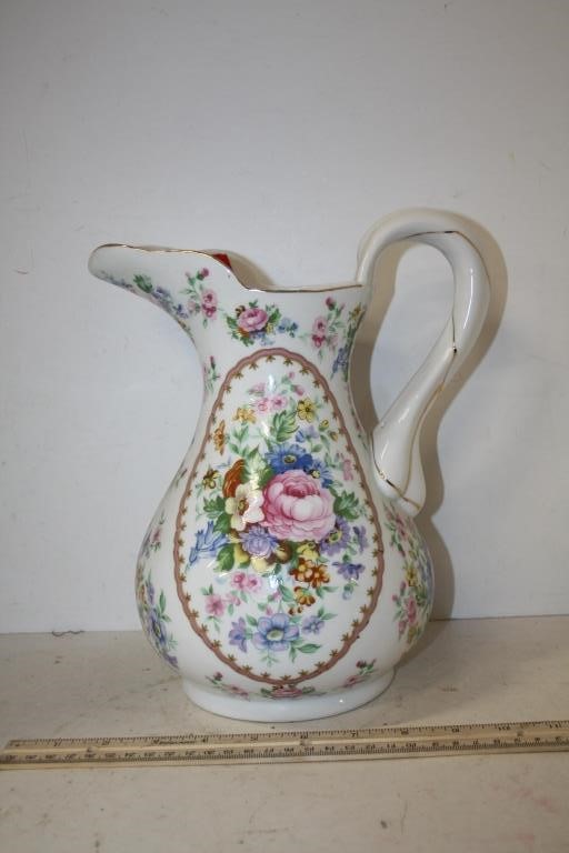 Floral Print Ceramic Pitcher