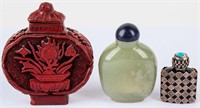 Vintage Asian Opium Bottles, Cinnabar & Jade