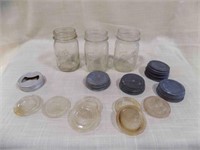 4 Vintage Canning Jars w/variety of lids