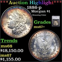 *Highlight* 1886-p Morgan $1 Graded ms67+