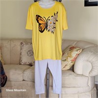 2 Piece Butterfly T-Shirt Capri Pants Ankle Tie