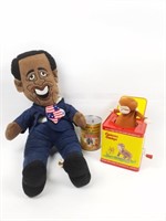 Peluche Barack Obama et boite à musique Curious