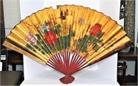 Large Asian Fan with Floral Design