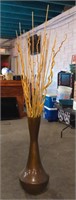 Brown Vase 36"T w/ Faux Spiral Bamboo Sticks 74"T