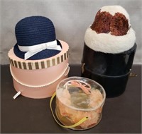 Lot of 3 Vintage Ladies Hats & Hat Boxes