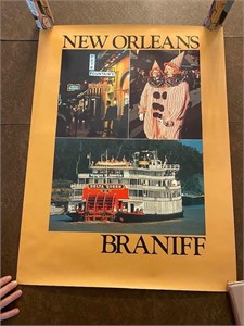 Braniff Airways NEW ORLEANS Travel Poster 80's