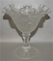 Fenton Satin Glass Strawberry Compote 6 1/3" t