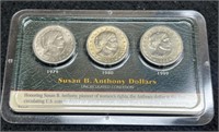 Set Of 3 Unc. S.B. Anthony Dollars: