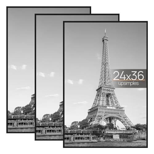 upsimples 24x36 Frame Black 3 Pack, Poster Frames