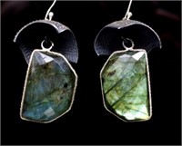Labradorite and silver tribal earrings