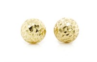 9ct Yellow gold faceted domed earrings