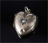 Antique rose gold and pearl heart locket