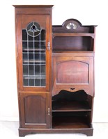 Arts & Crafts Side-by-Side Leaded Glass Bookcase