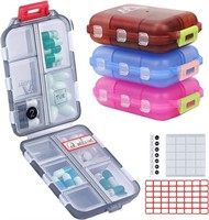Pack of 10 Portable Pocket Pill Boxes