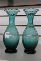 PAIR OF GLASS VASES 10"