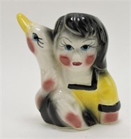 Girl with goose wall pocket/head vase 5 1/2"