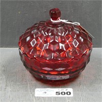 Fostoria American Style Ruby Red Glass Candy Dish