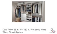 Closet system Dual Tower 96 in. W - 120 in. W