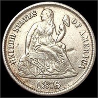 1876-CC Seated Liberty Dime CHOICE AU