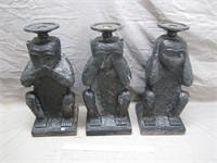 Trio of "No Evil" Monkey Statues