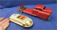 antique "marx" toy car & old red truck
