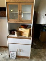 Kitchen Cupboard, Wooden Bowls, & Bread Box