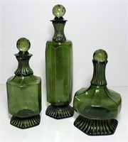 Vintage Avocado Green Bottles with