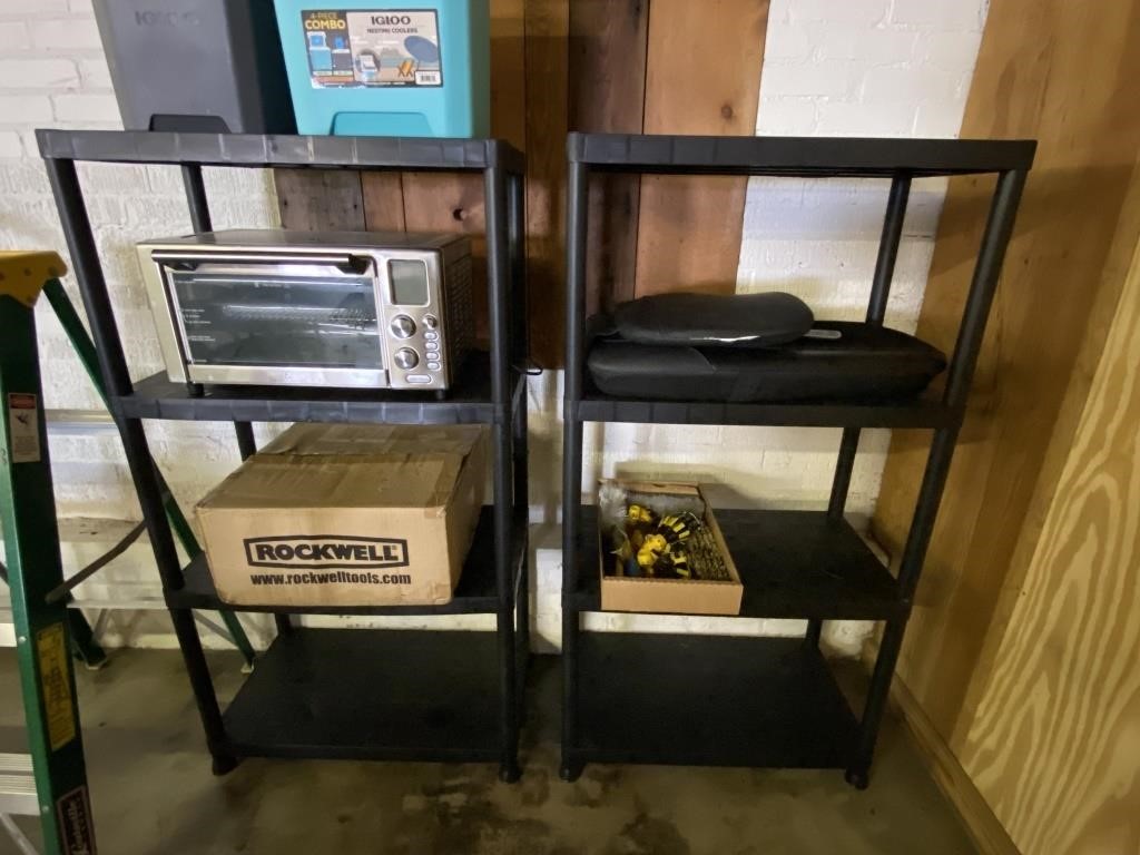 Two Plastic Utility Shelves (No Contents)