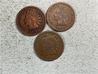 Three 1893 Indian head cents