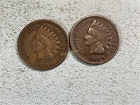Two 1889 Indian head cents