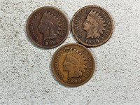 Three 1898 Indian head cents