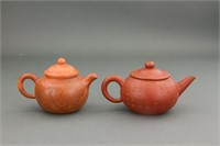 2 Pc Chinese Zisha Teapots with Artist Marks