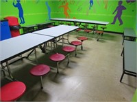 TWO 12-SEAT FOLDING TABLE/SEAT & 4 ASST'D. BENCHES