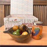 Ghourd Fruit Bowl & Fruit, Box, Candle
