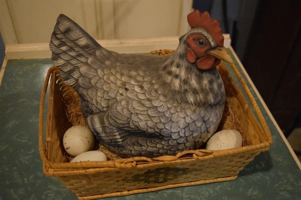 Decorative Hen in Basket