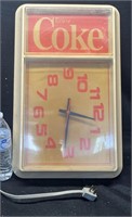 "ENJOY COKE" VINTAGE CLOCK APPX 14"X22"