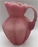 FENTON PINK SATIN GLASS PITCHER-APPROX 5 1/2 INCH