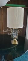 Vintage 32 in polished brass and glass table lamp