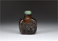 CHINESE CARVED SHADOW AGATE SNUFF BOTTLE